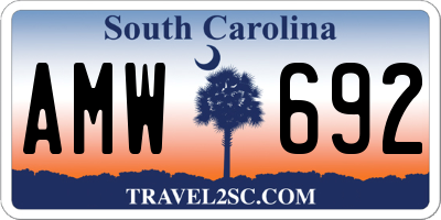 SC license plate AMW692