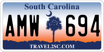 SC license plate AMW694