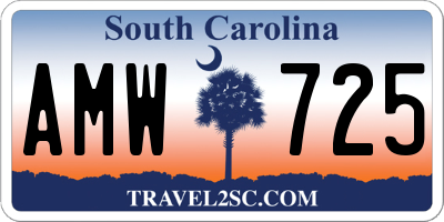 SC license plate AMW725