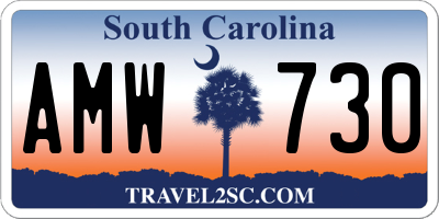 SC license plate AMW730