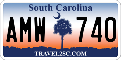 SC license plate AMW740