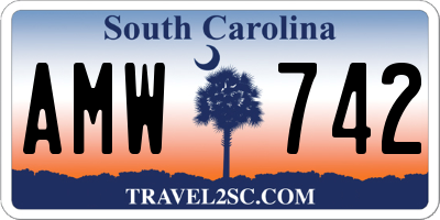 SC license plate AMW742