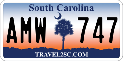 SC license plate AMW747
