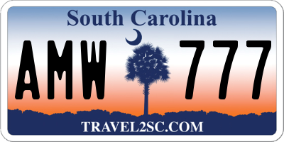 SC license plate AMW777