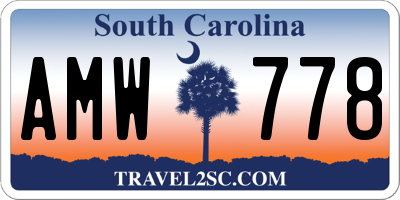 SC license plate AMW778