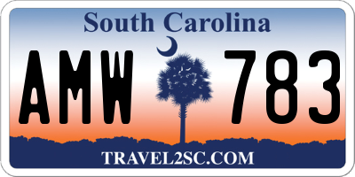 SC license plate AMW783