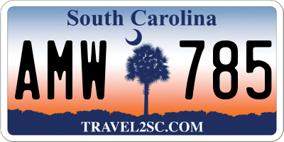 SC license plate AMW785