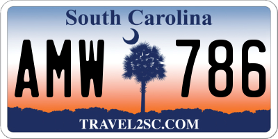 SC license plate AMW786
