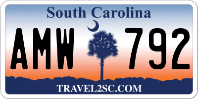 SC license plate AMW792