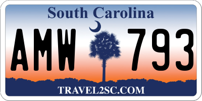 SC license plate AMW793