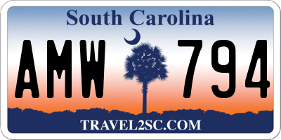 SC license plate AMW794