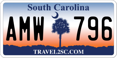 SC license plate AMW796