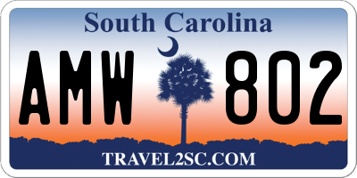 SC license plate AMW802