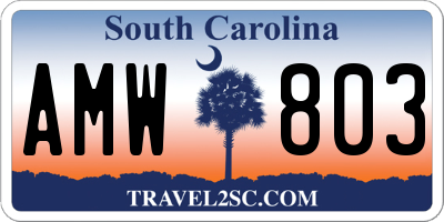 SC license plate AMW803