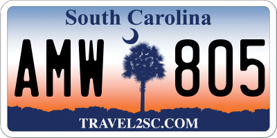 SC license plate AMW805