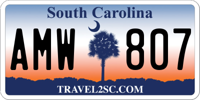 SC license plate AMW807
