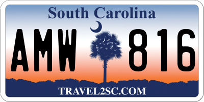 SC license plate AMW816