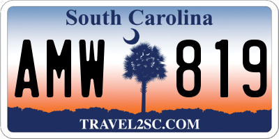 SC license plate AMW819