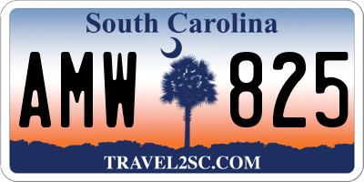 SC license plate AMW825