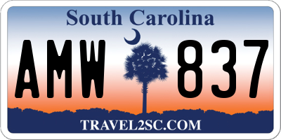 SC license plate AMW837