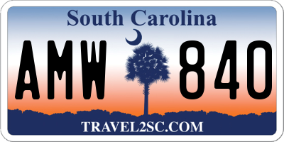 SC license plate AMW840