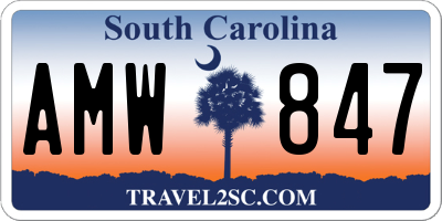 SC license plate AMW847