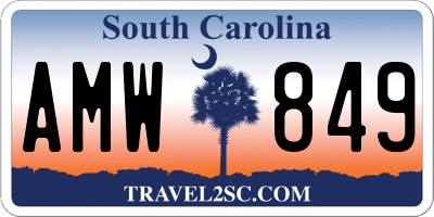 SC license plate AMW849