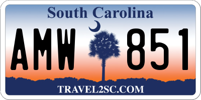 SC license plate AMW851