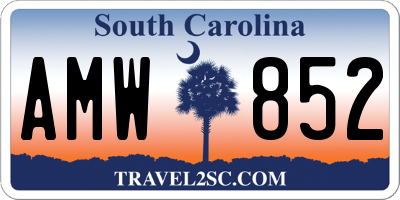 SC license plate AMW852