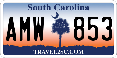 SC license plate AMW853