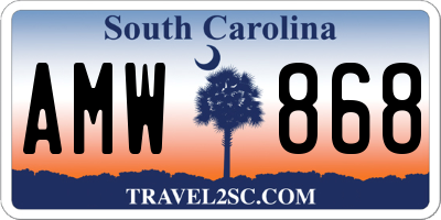 SC license plate AMW868