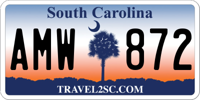 SC license plate AMW872