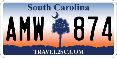 SC license plate AMW874