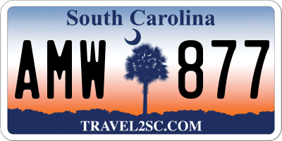 SC license plate AMW877