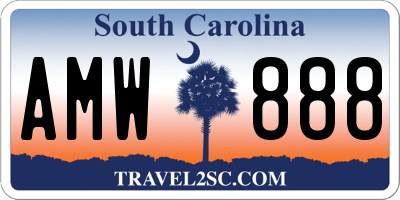 SC license plate AMW888