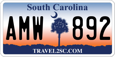 SC license plate AMW892