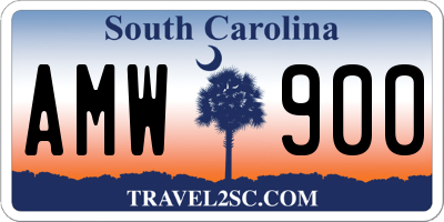 SC license plate AMW900