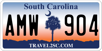 SC license plate AMW904