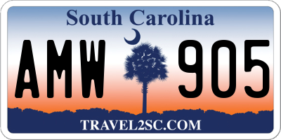 SC license plate AMW905