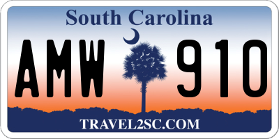 SC license plate AMW910