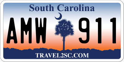 SC license plate AMW911