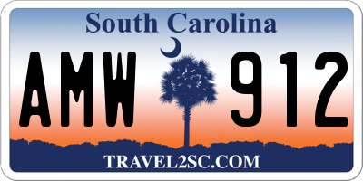 SC license plate AMW912