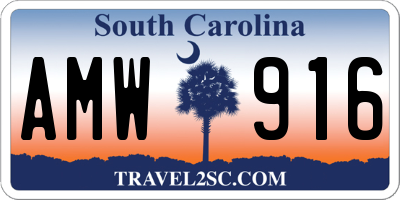 SC license plate AMW916