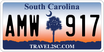 SC license plate AMW917
