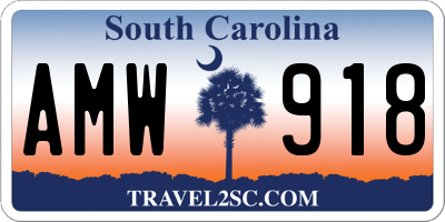 SC license plate AMW918