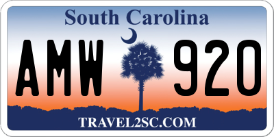SC license plate AMW920