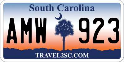 SC license plate AMW923