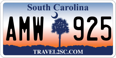 SC license plate AMW925