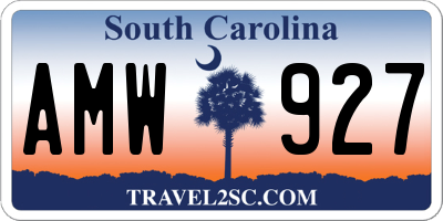 SC license plate AMW927