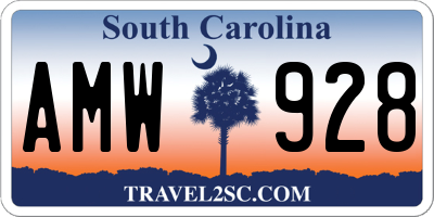 SC license plate AMW928